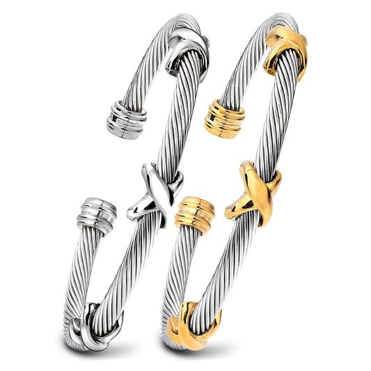 Trendy Titanium Steel Individual Twist Opening Adjustable Steel Wire Wild Bracelet