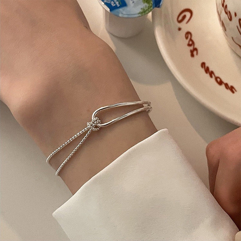 Chain Geometric Arc Bracelet Minimalist Design All-match Line Kink Bracelet Personalized Stitching Double-layer Knot Bracelet