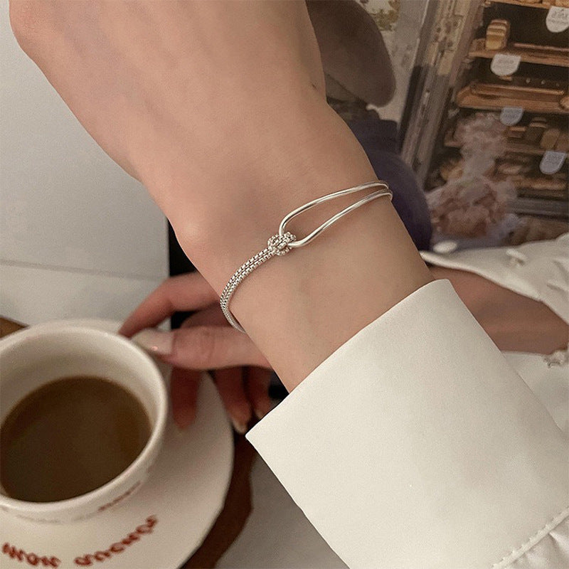 Chain Geometric Arc Bracelet Minimalist Design All-match Line Kink Bracelet Personalized Stitching Double-layer Knot Bracelet