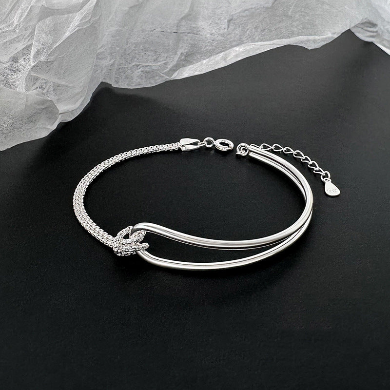 Chain Geometric Arc Bracelet Minimalist Design All-match Line Kink Bracelet Personalized Stitching Double-layer Knot Bracelet